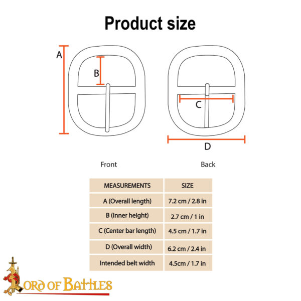 Medieval Oval Pure Brass Buckle Large - Image 3