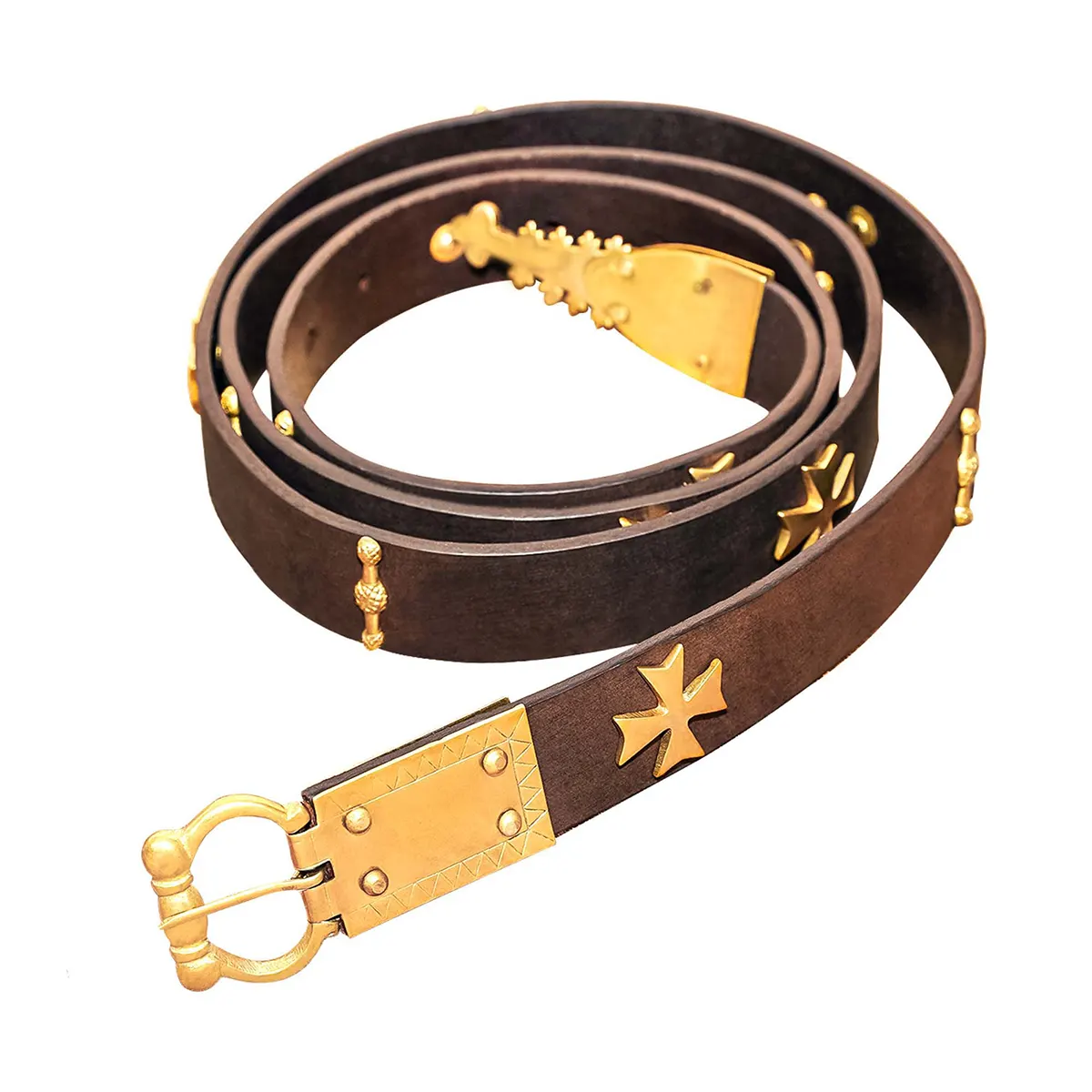 Medieval Leather Belt with Pure Brass Details Medieval Leather Belt with Pure Brass Details
