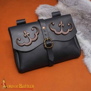 Late Medieval Leather Belt Pouch With Brass Design
