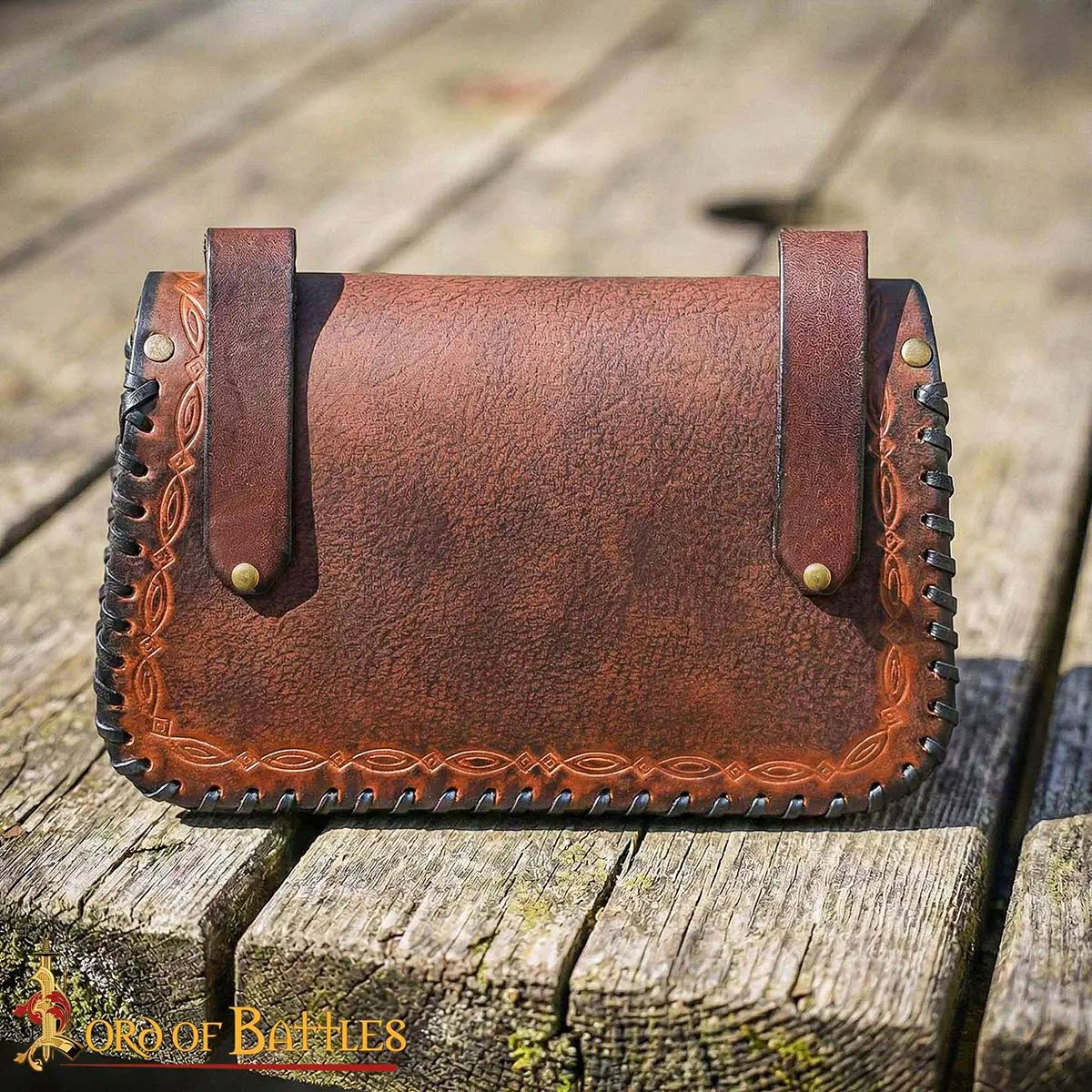 Embossed Medieval Sorcerer Leather Belt Bag Embossed Medieval Sorcerer Leather Belt Bag - Image 6