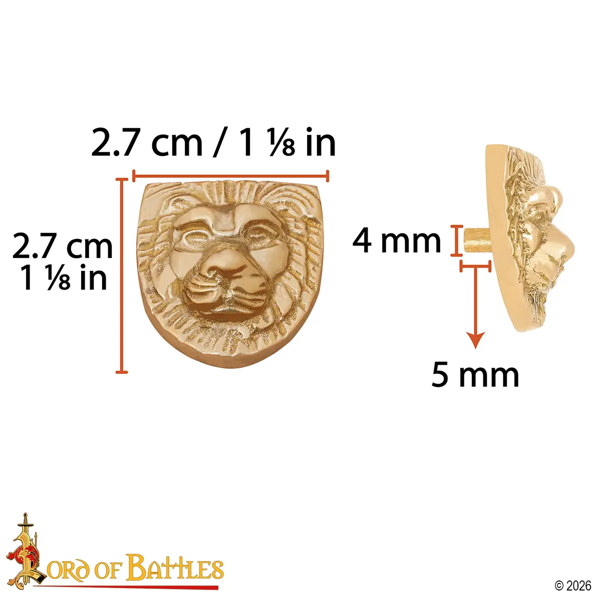 Nemean Lion Head Brass Decoration for Greek Armor & Leathercraft - Image 3