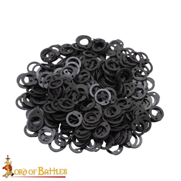 Blackened Mild Steel Loose Rings, Flat Rings with Dome Rivets, 6 mm 18 gauge, Craft and Repair Chainmail Armour - Image 2