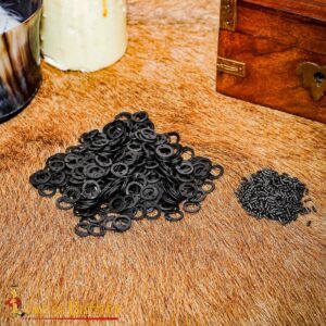 Blackened Mild Steel Loose Rings, Flat Rings with Dome Rivets, 6 mm 18 gauge, Craft and Repair Chainmail Armour