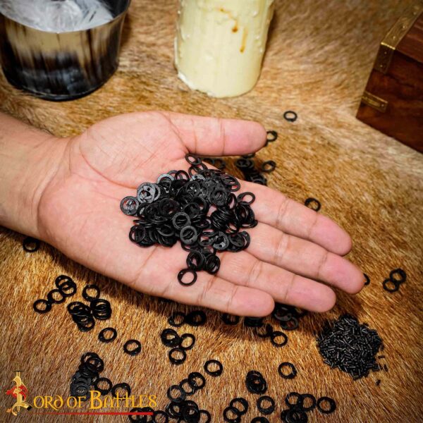 Blackened Mild Steel Loose Rings, Flat Rings with Dome Rivets, 6 mm 18 gauge, Craft and Repair Chainmail Armour - Image 5