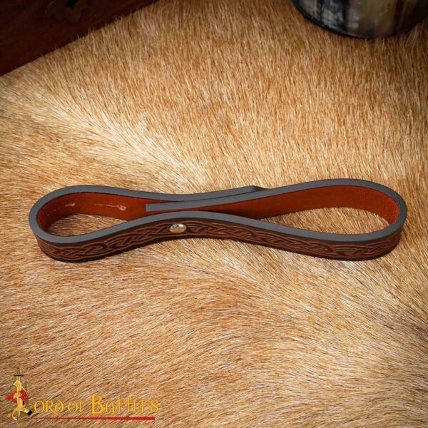 9th Century Viking Embossed Leather Tankard Strap Holder 26079BR 1