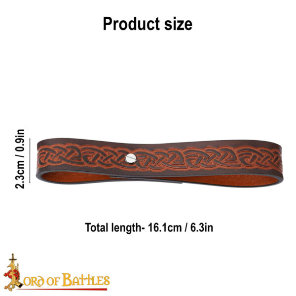 9th Century Viking Embossed Leather Tankard Strap Holder 26079BR 2