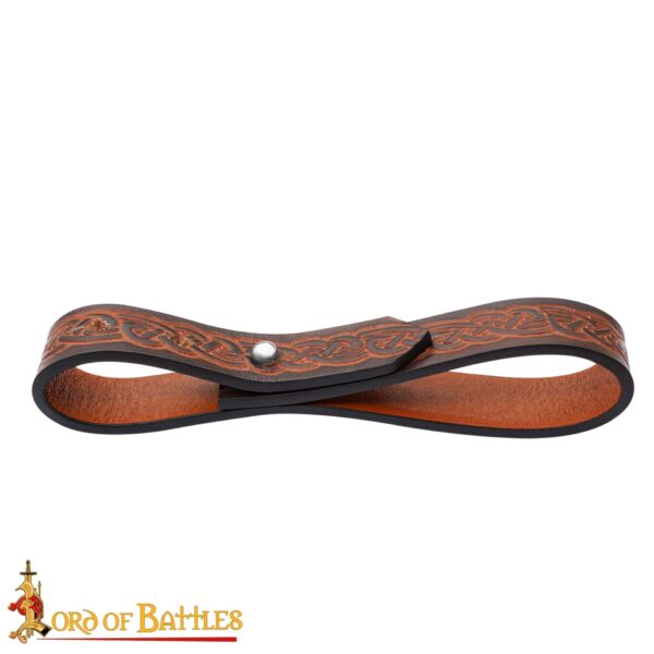 9th Century Viking Embossed Leather Tankard Strap Holder 26079BR 3