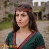 Medieval Leather Headband with Brass Accents and Red Cabochon-26080BR 1