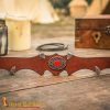 Medieval Leather Headband with Brass Accents and Red Cabochon-26080BR 4