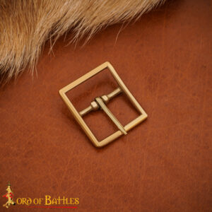 Rectangular Medieval Brass Belt Buckle – Solid Brass Fitting for Historical Belts & Accessories , 2.3 cm