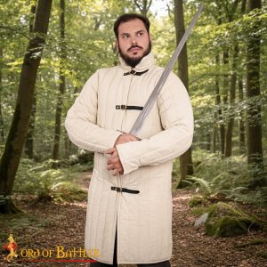Medieval 3 Layered Padded Gambeson Type 10 Quilted with Buckled Closure & Recycled Multi-Fibre Wadding for LARP & HEMA