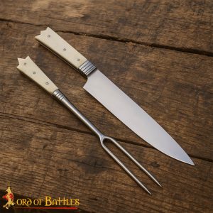 Medieval Cutlery Set – Stainless Steel Knife and Fork with Bone Handle