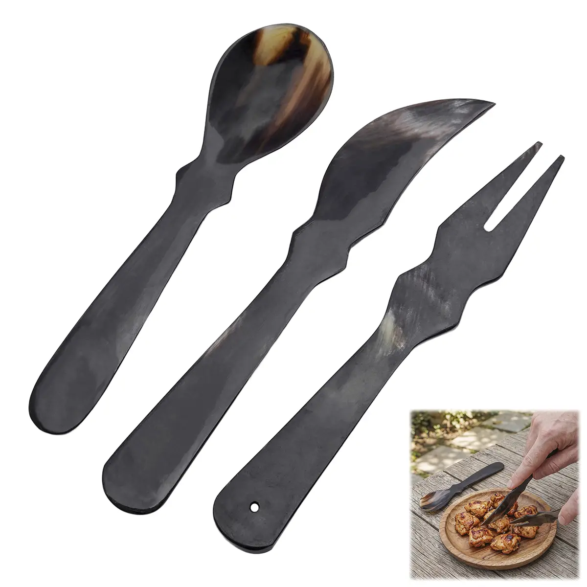 Medieval Horn Cutlery Set - Image 4