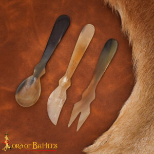 Viking Horn Cutlery Set – Hand-Carved Spoon, Fork & Knife