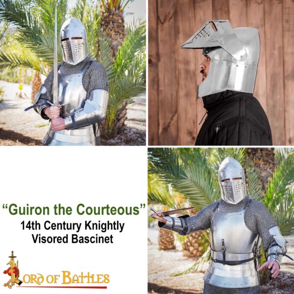 “Guiron the Courteous” 14th Century Knightly Visored Bascinet - Image 9