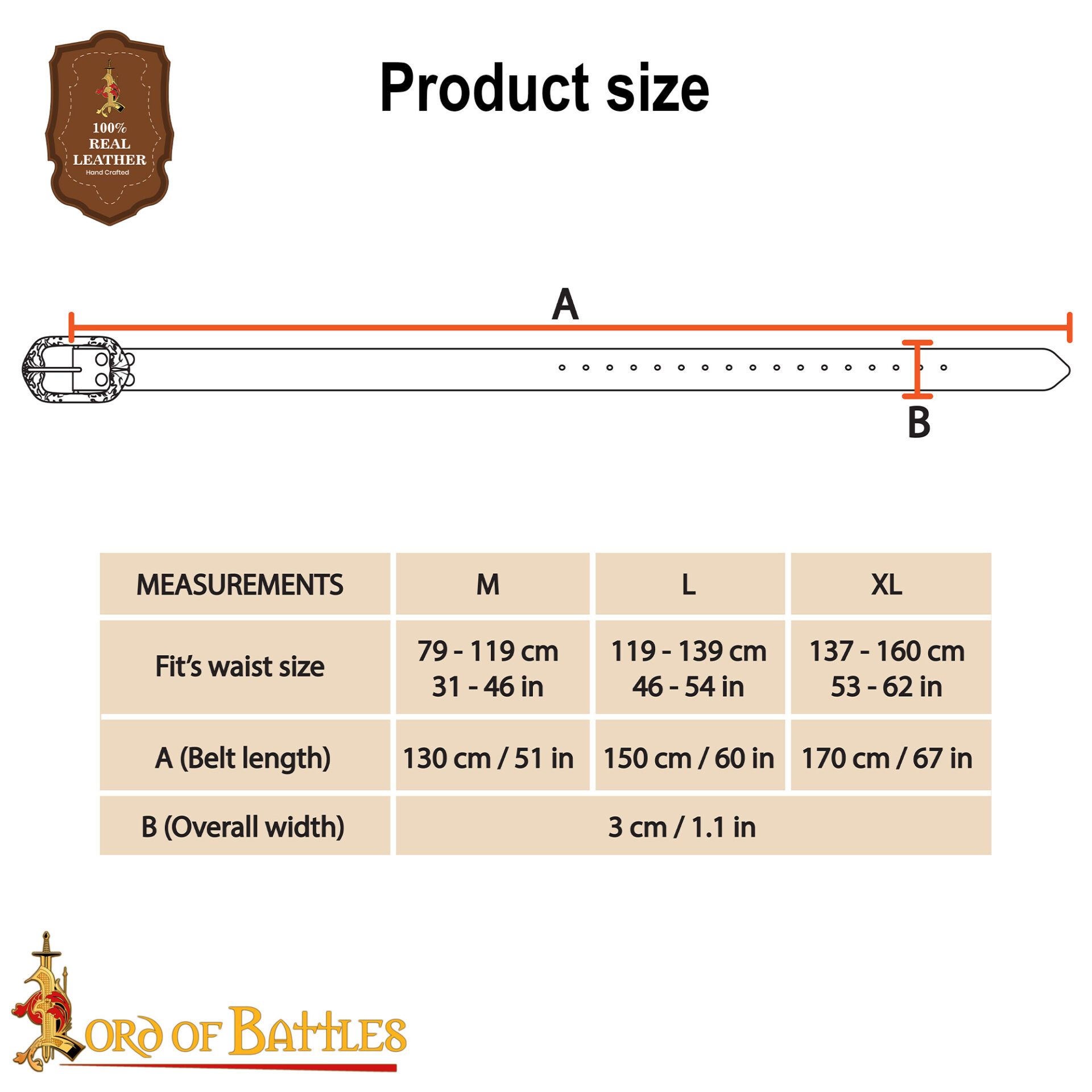 13th–15th Century Medieval Brown Leather Belt with Brass Buckle – Embossed Historical Waist Belt for Reenactment and Costume Accessories-26064BR 2