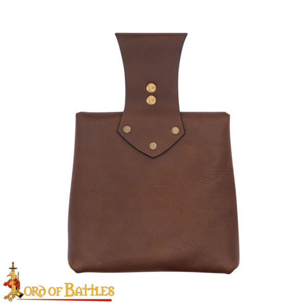 14th Century Medieval Leather Belt Pouch with Brass Mounts 25862CBR 3