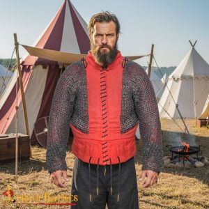 Round Ring Chainmail Paired Full Sleeves, Riveted and Alternating, ID 9 mm, Natural