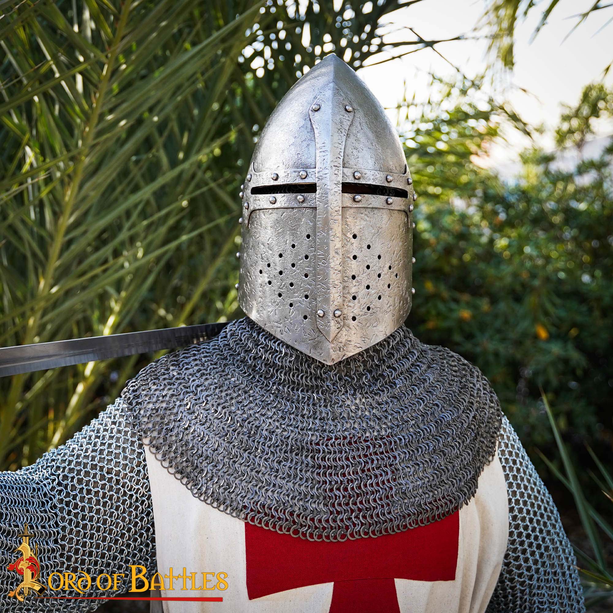 Sugarloaf Great Helm Conical Steel Helmet with Padded Liner-26014AL16 4