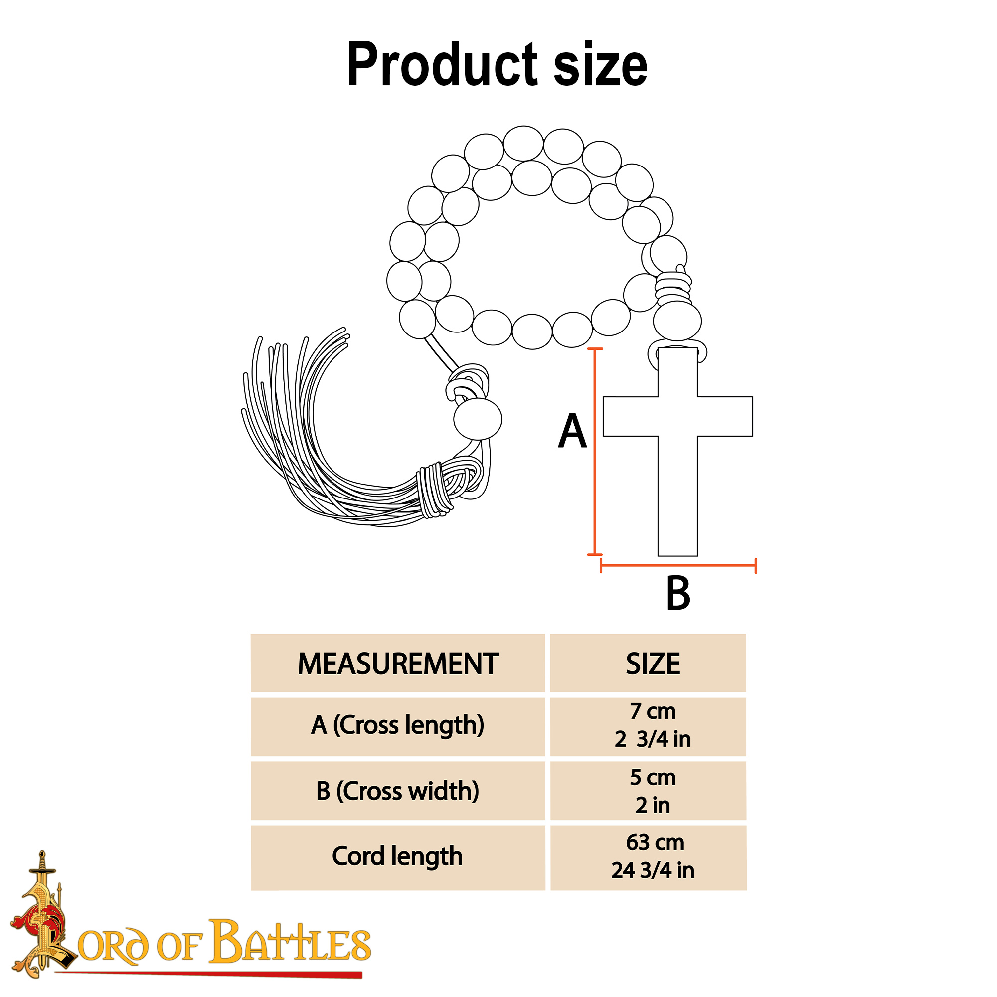 15th Century Medieval Wooden Rosary with Cross-26381 2