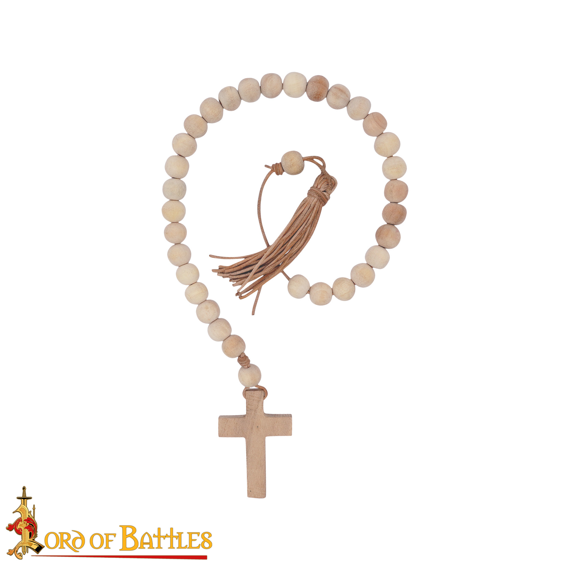 15th Century Medieval Wooden Rosary with Cross-26381 3