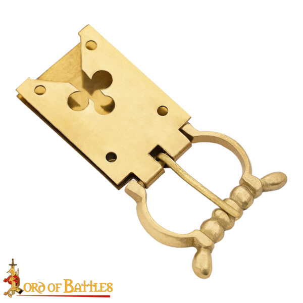 14th Century Medieval Trefoil Solid Brass Buckle Leather Accessory - Image 4