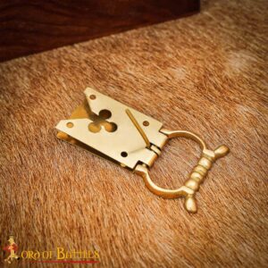 14th Century Medieval Trefoil Solid Brass Buckle Leather Accessory