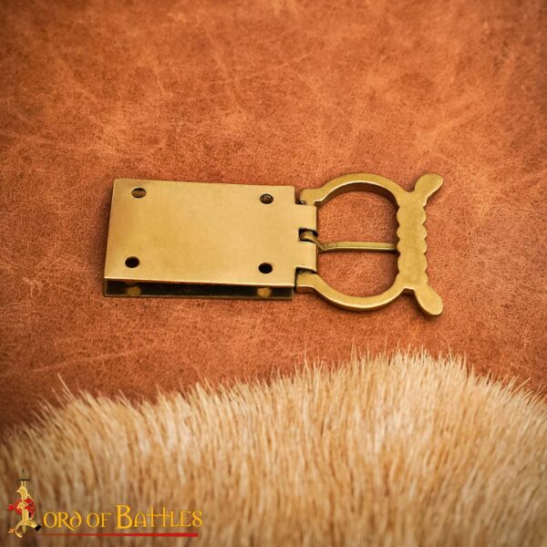 14th Century Medieval Trefoil Solid Brass Buckle Leather Accessory - Image 7