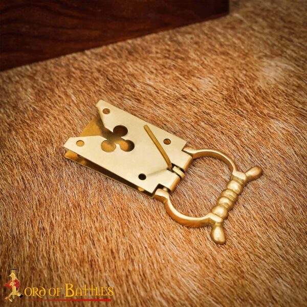 14th Century Medieval Trefoil Solid Brass Buckle Leather Accessory