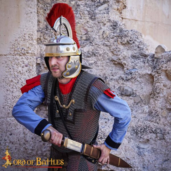 Roman Legionary Steel Helmet with Plume - Image 2