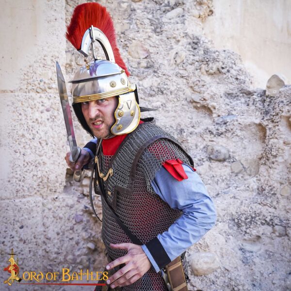 Roman Legionary Steel Helmet with Plume - Image 6