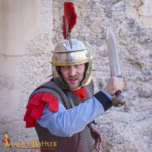 Roman Legionary Steel Helmet with Plume - Image 8