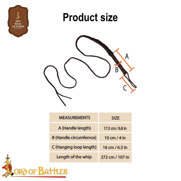 Handcrafted Genuine Leather Whip - Image 3