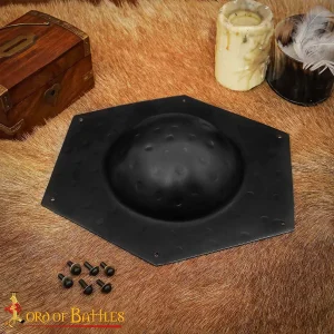 Roman Hexagonal Steel Shield Boss / Umbo 16 gauge Hand Forged, Natural Finish