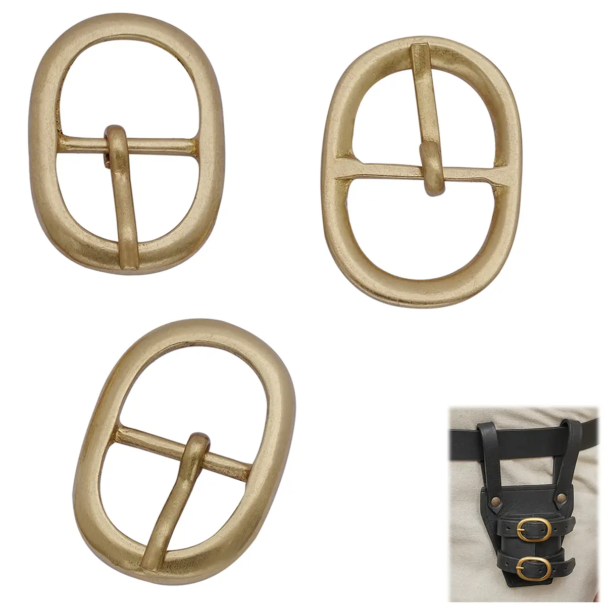 Leather Craft Buckles - Medieval Oval Solid Brass Buckle Set of 3 - Image 4