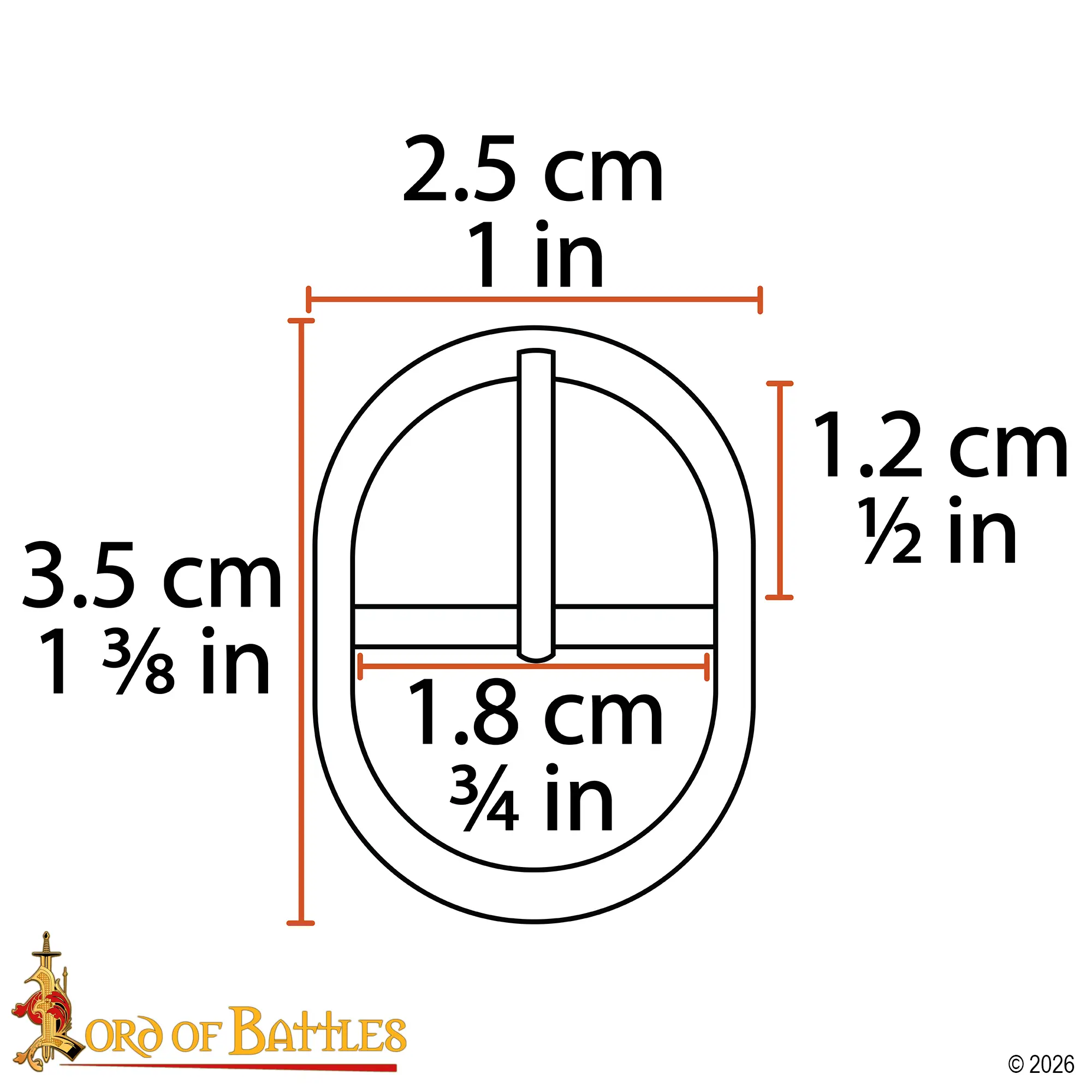 Leather Craft Buckles - Medieval Oval Solid Brass Buckle Set of 3 - Image 3