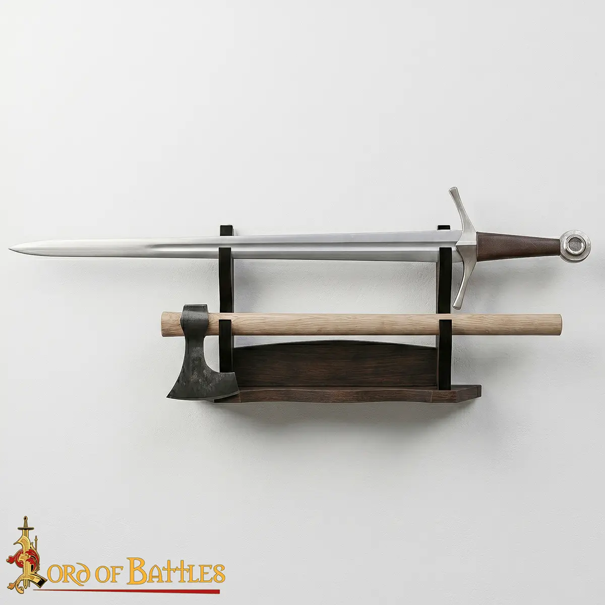 Two Tier Handcrafted Genuine Hardwood Axe / Sword Stand Two Tier Handcrafted Genuine Hardwood Axe / Sword Stand - Image 8