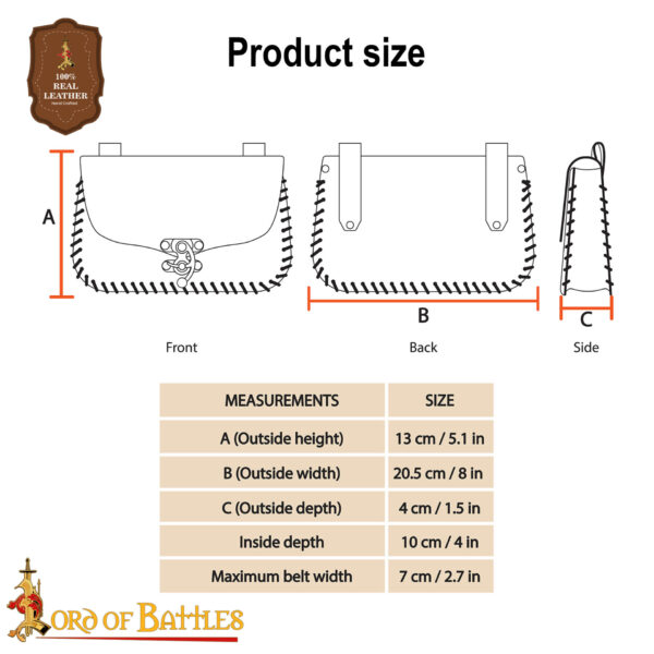 Viking Valknut Genuine Leather Belt Bag - Image 3