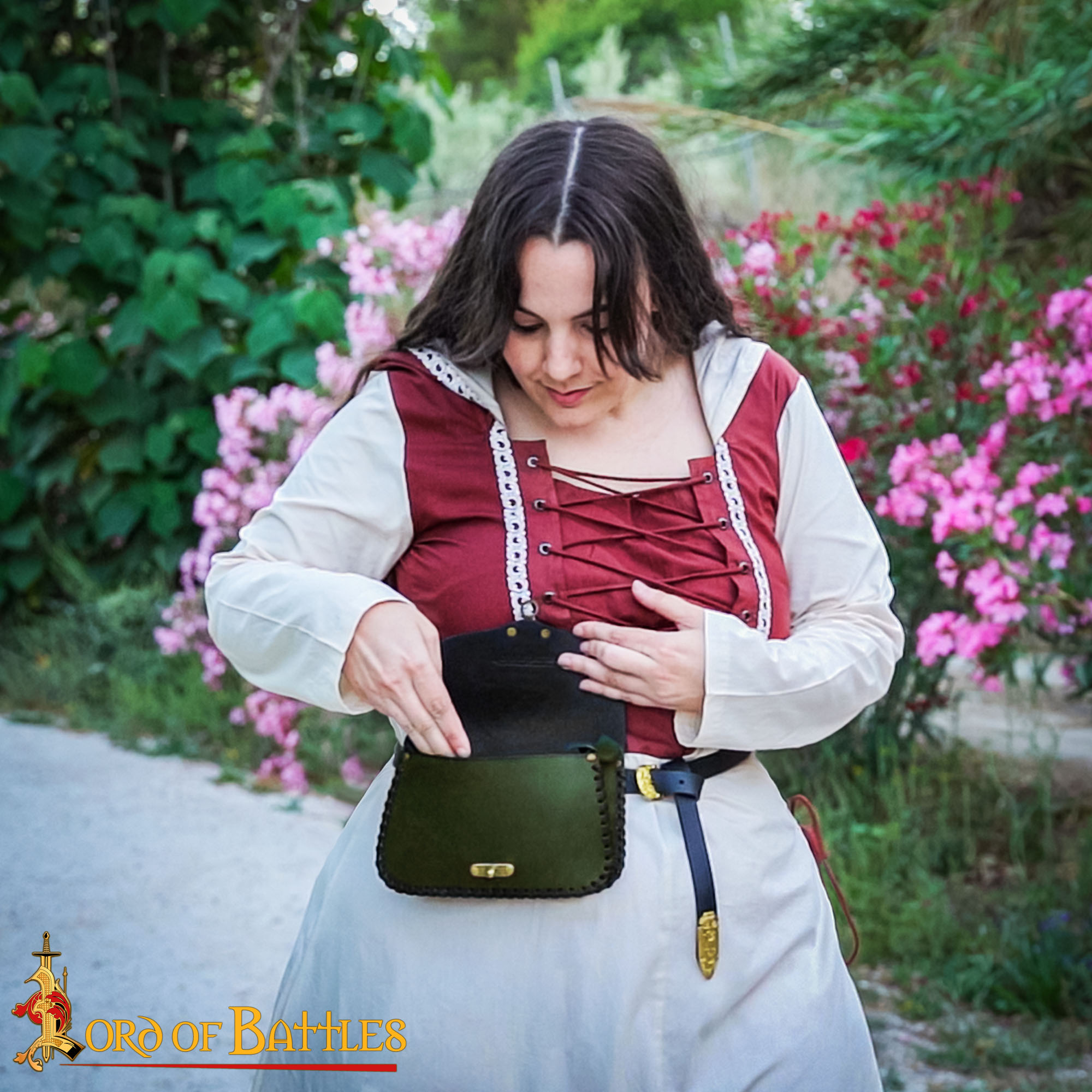 10th Century Viking Leather Belt Pouch with Valknut Symbol-26260GR 5