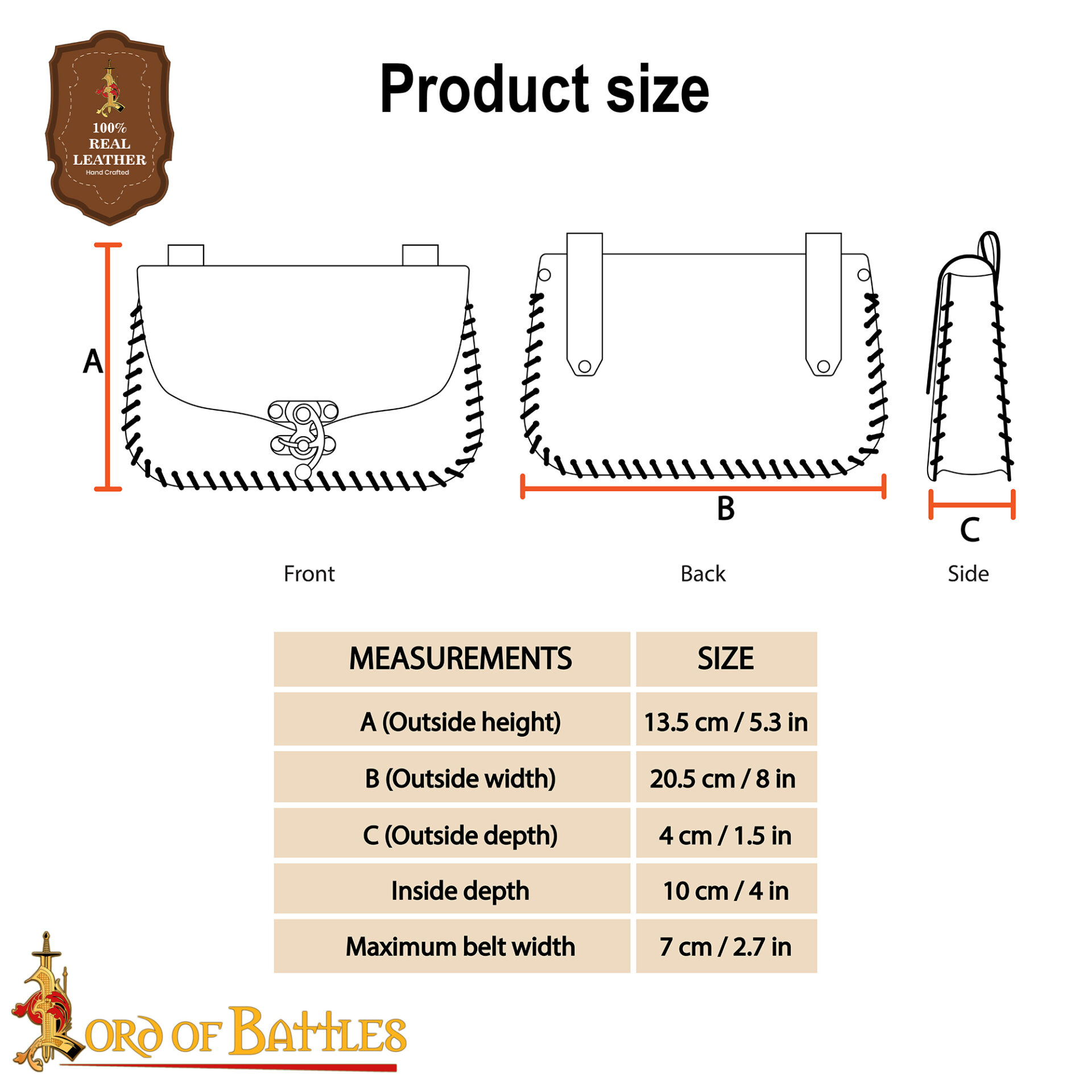 10th Century Viking Leather Belt Pouch with Valknut Symbol-26260M 2