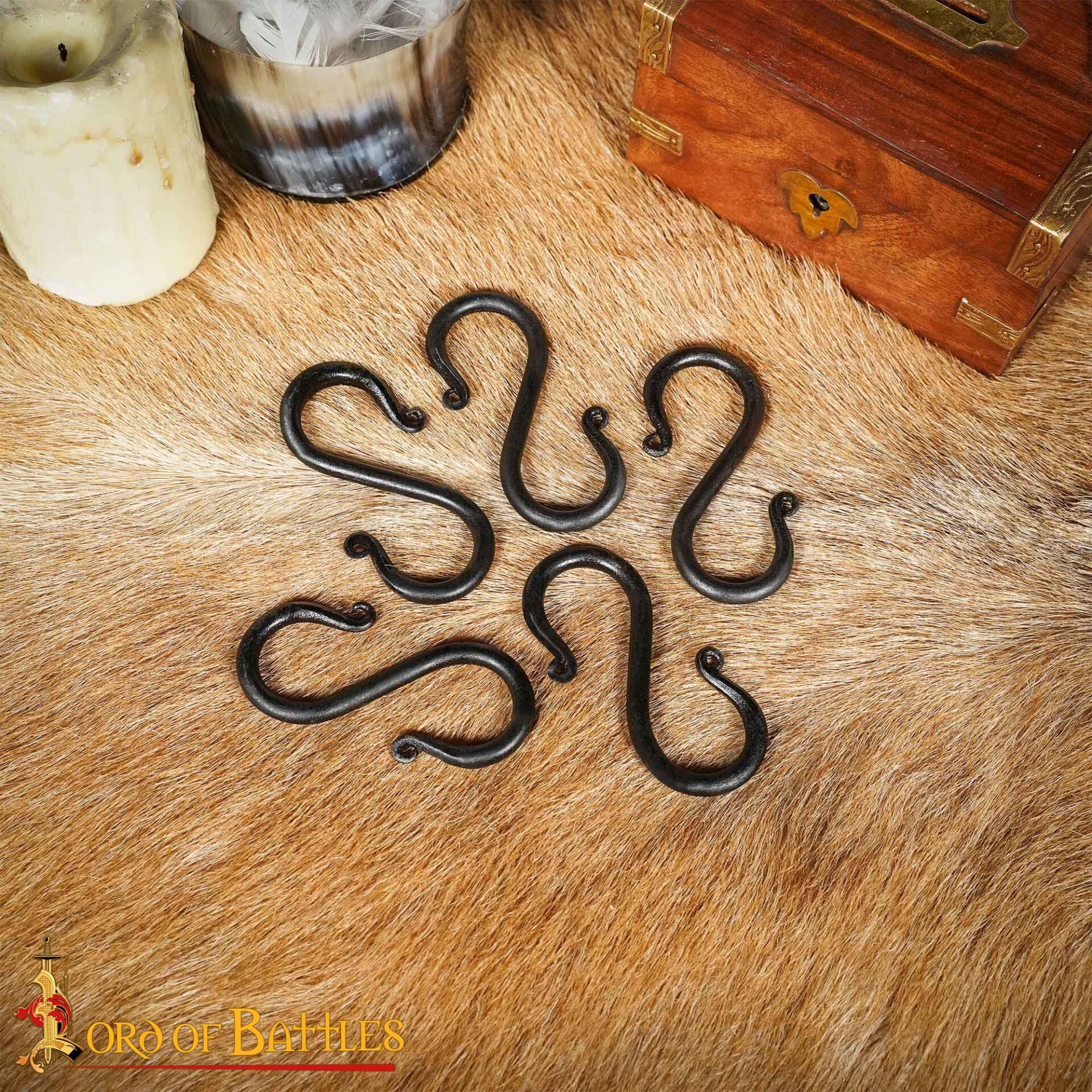 14th Century Medieval Hand-Forged Iron S-Hooks (Set of 5) – Historical Camp & Kitchen Hardware-8504M-5Pcs