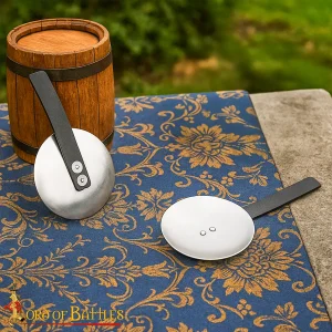 Medieval Steel Rondels with Leather Straps – Pair of Armor Joint Protectors