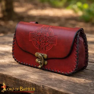 Leather Celtic Bag With Embossed Cross