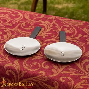 Medieval Steel Rondels with Leather Straps – Pair of Armor Joint Protectors