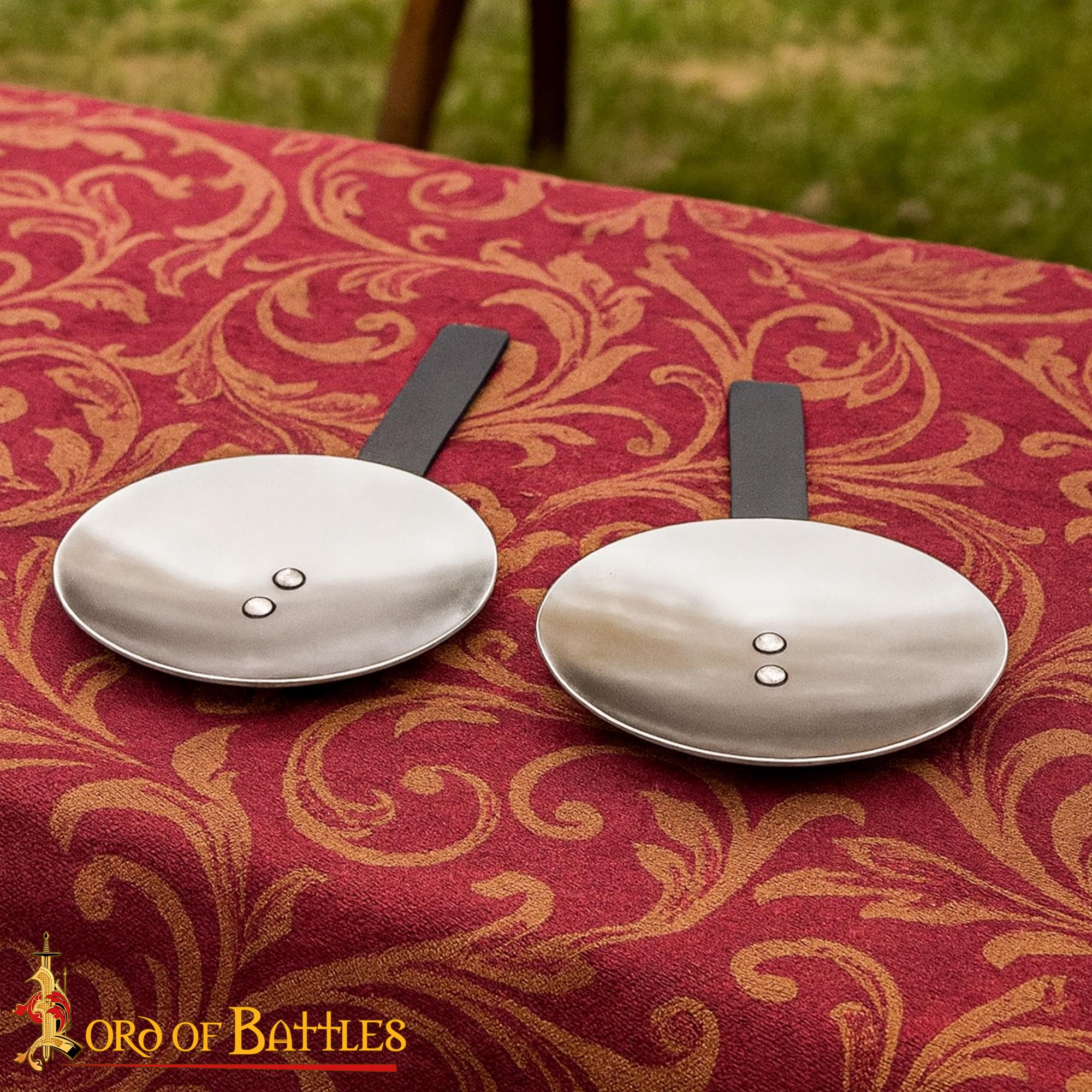 Medieval Steel Rondels with Leather Straps-26129P