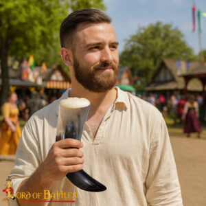 Medieval Viking Norse Drinking Horn Handcrafted from Genuine Ox Horn (1000 ml Capacity)