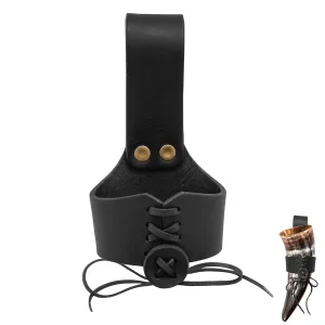Leather drinking horn holder
