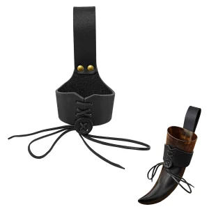 Leather drinking horn holder