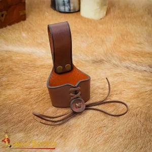 Leather Drinking Horn Holder - Adjustable Medieval Belt Frog