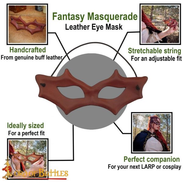 Fantasy Masquerade Genuine Leather Eye Mask for LARP or Cosplay - Image 5